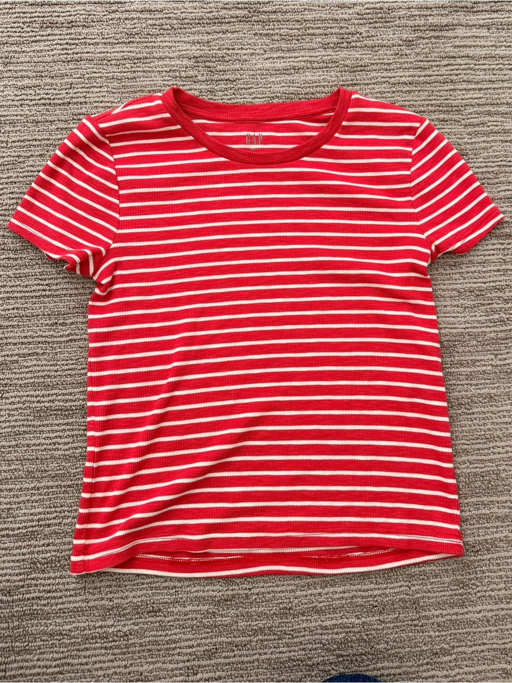 GAP Red and White Striped Short Sleeve Tee